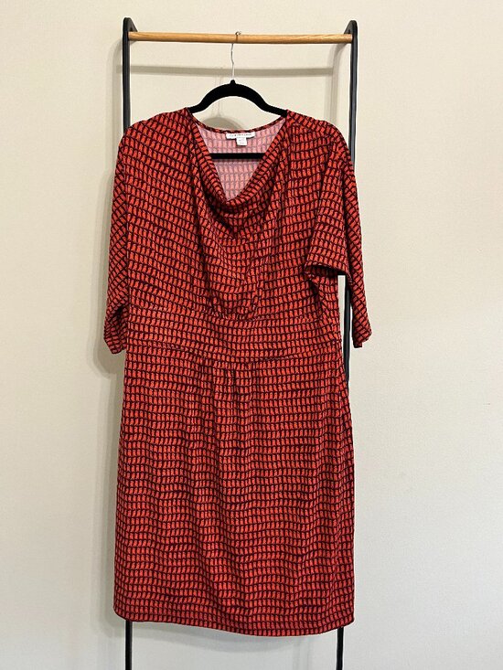 Coldwater Creek Dresses & Skirts - Coldwater Creek Understated Bird Print Cowl Neck Coquette Midi Dress 16